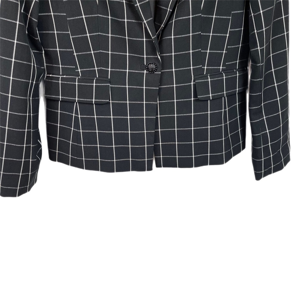 Karl Lagerfeld Plaid Jacket Blazer 10 Black White Career Professional - Picture 4 of 9